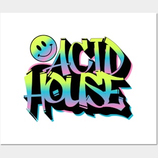 ACID HOUSE  - Graffiti Smiley (lime/blue/pink) Posters and Art